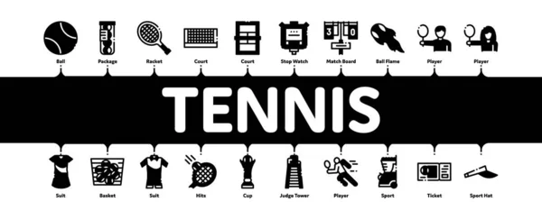 Tennis-Spiel minimale Infografik Banner Vektor — Stockvektor