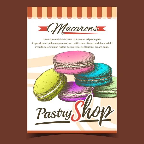 Pastelaria Macarons Biscoito Doce Banner Vector — Vetor de Stock