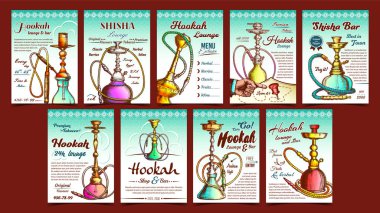 Nargile ve Shisha Reklam Posterleri Ayarlama Vektörü