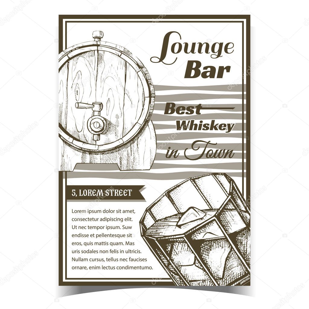 Whiskey Lounge Bar Best In Town Poster Vector