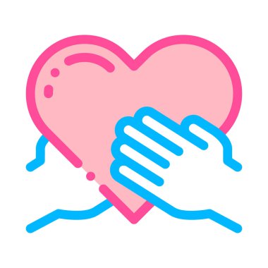 Gönüllüler destek el tutma vektör Ince çizgi simgesi