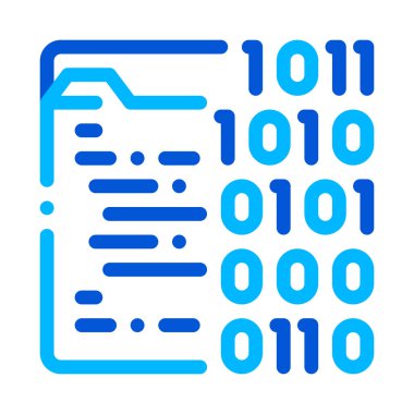 Binary File Coding System Vector Thin Line Icon clipart