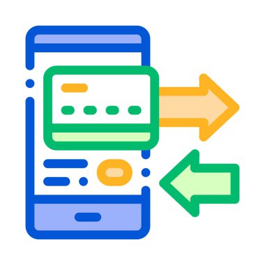Cep telefonu vektör Ince çizgi simgesi Ile ödeme
