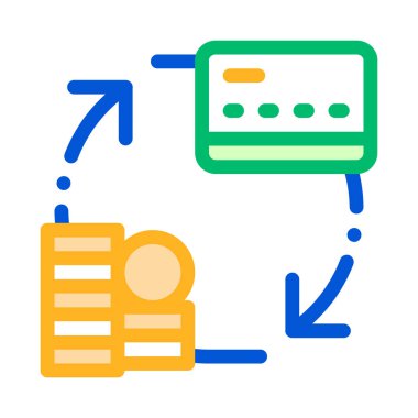 Kart Vektör İnce Çizgi Simgesinde İşlem Parası