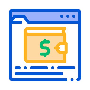 Internet Elektronik Cüzdan Vektör İnce Çizgi Simgesi