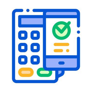 Ödeme terminali Smartphone vector Ince çizgi simgesi
