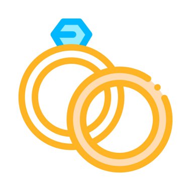 Düğün Töreni Vektör Simgesi için Halkalar Ayrıntıları