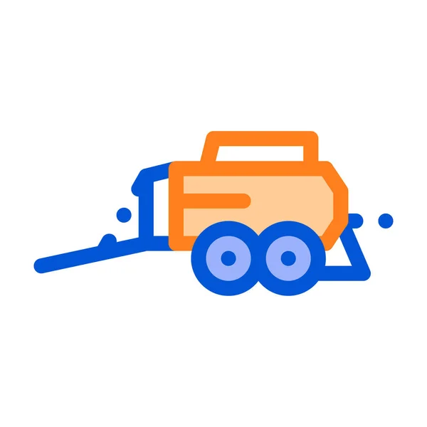 Hay Pressing Trailer Vehicle Vector Thin Line Icon — Stock Vector