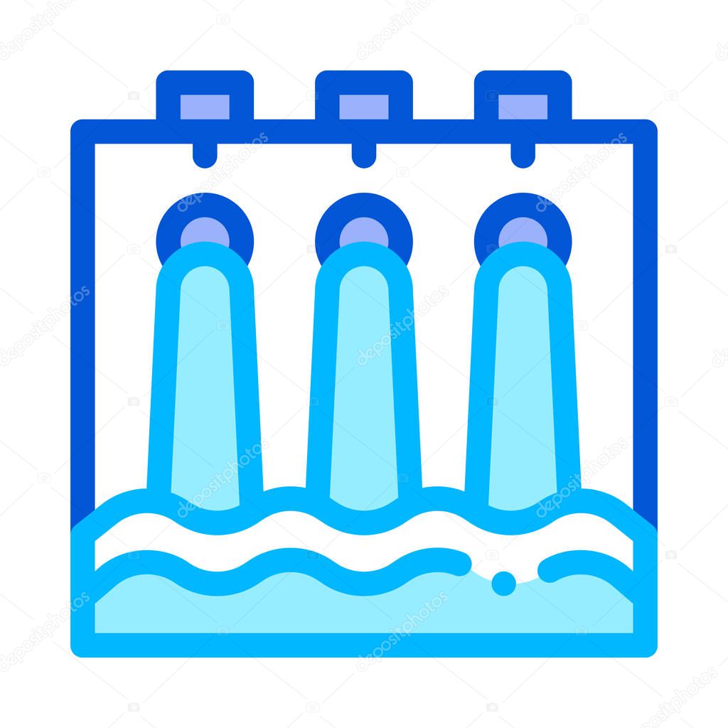 Water Hydraulic Engineering Station Vector Icon Sign Thin Line. Water Treatment Factory Building And Equipment Linear Pictogram. Ecosystem Plumbing Industry Contour Illustration