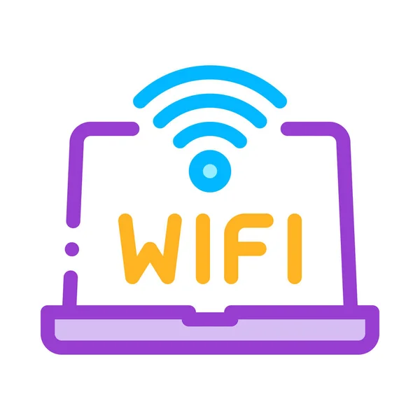 Wifi Sign And Word On Laptop Display Vector Icon — Stock Vector