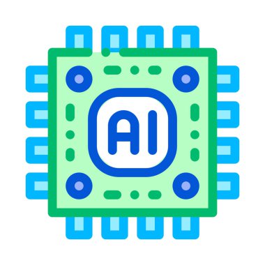 Yapay Zeka Mikroçip Vektör İşaretI Simgesi