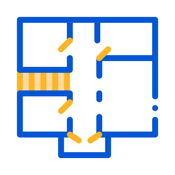 House Apartment Planning Vector Thin Line Icon — Stock Vector