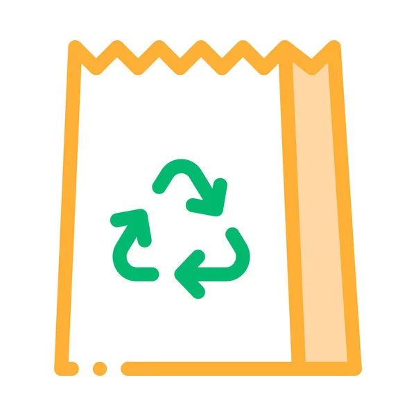 Worek papierowy z recyklingu znak opakowanie wektor ikona — Wektor stockowy