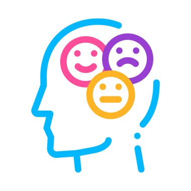 Farklı Mood Smile In Man Siluet Zihin Vektör