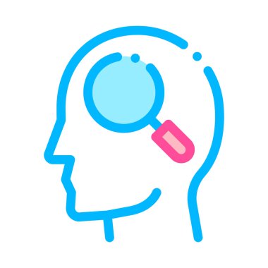 Man Siluet Mind Vektör Simgesi Büyüteç Cam