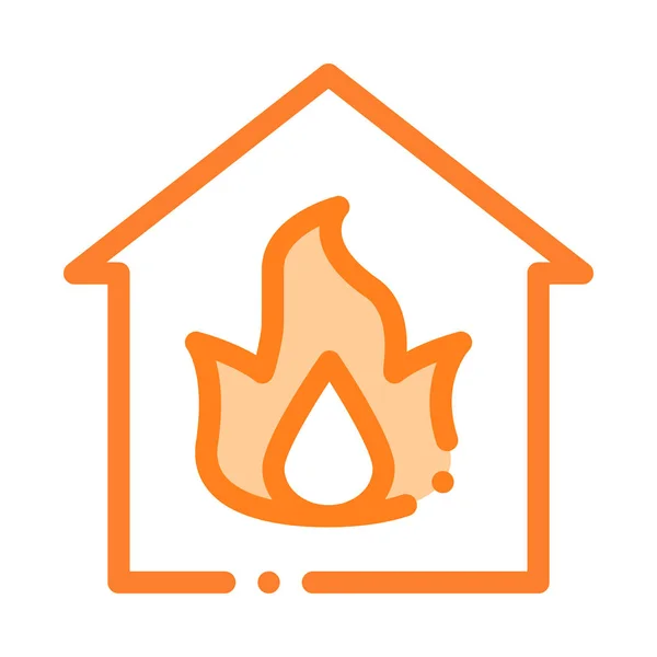 Icona vettoriale dell'attrezzatura per il riscaldamento di edifici e fiamme — Vettoriale Stock