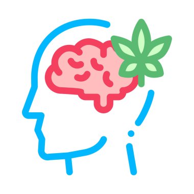 Beyin Ve Yaprak Adam Siluet Baş ağrısı Vektör Simgesi