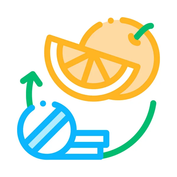 Medicamentos y Frutas Suplementos Icono Vector Ilustración — Archivo Imágenes Vectoriales