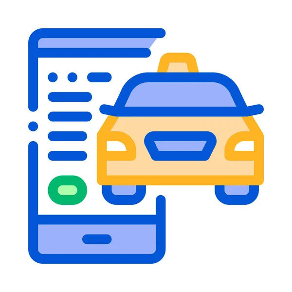 Seguimiento de taxis por teléfono Icono de taxi en línea Vector Illustration — Vector de stock