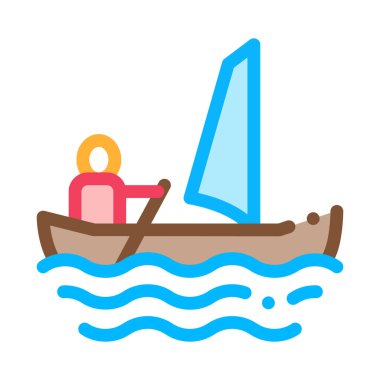 Yelkenli Kano Simge Vektörü İllüstrasyonu