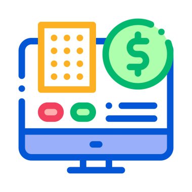 Veri İşlemcisi Bilgisayar Bahisleri ve Kumar Simgesi Vektör İllüstrasyonu