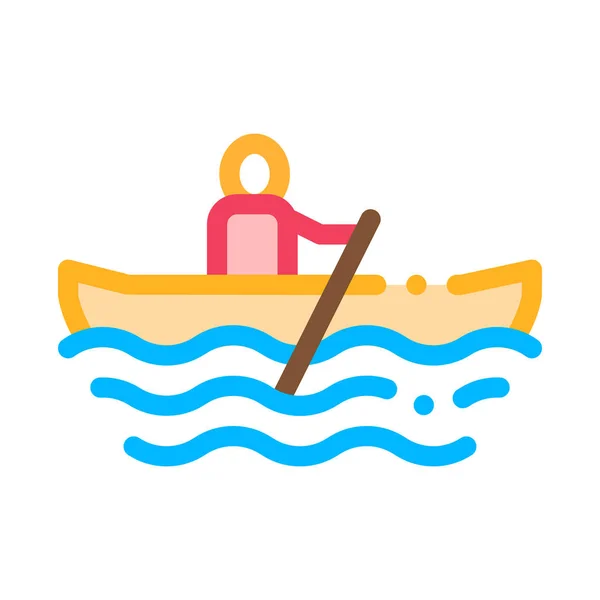 Barco de remos Piragüismo Icono Vector Ilustración — Vector de stock