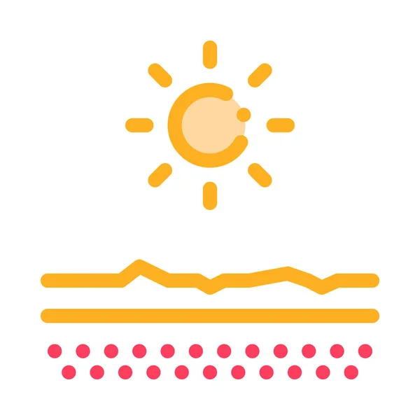太阳离子矢量示意图中的晒干皮肤 — 图库矢量图片