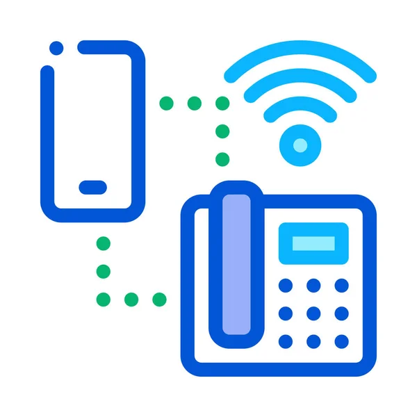 Smartphone et téléphone domestique Illustration vectorielle de contour d'icône de connexion Wi-Fi — Image vectorielle