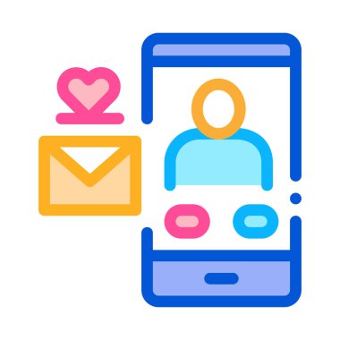 Romantik Mesaj Simgesi Vektör Özeti Çizimi