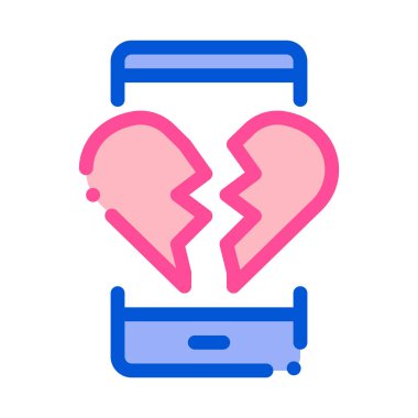 Kırık Kalp Simgesi Vektör Özeti Çizimi