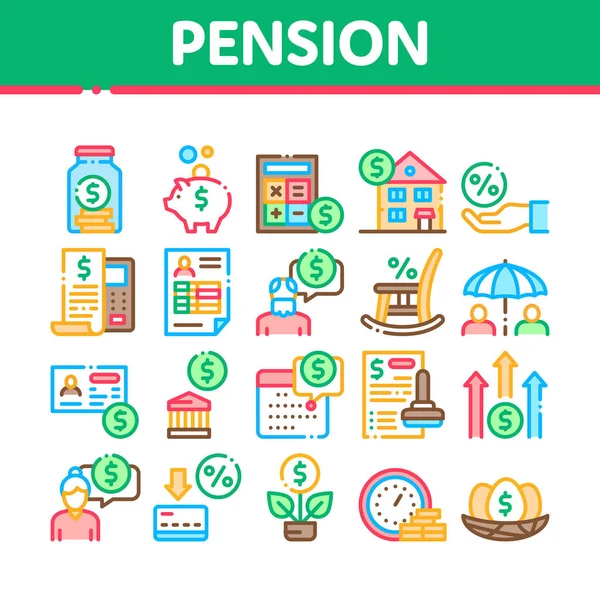 Пенсионный пенсионный сбор Иконы набор вектор — стоковый вектор