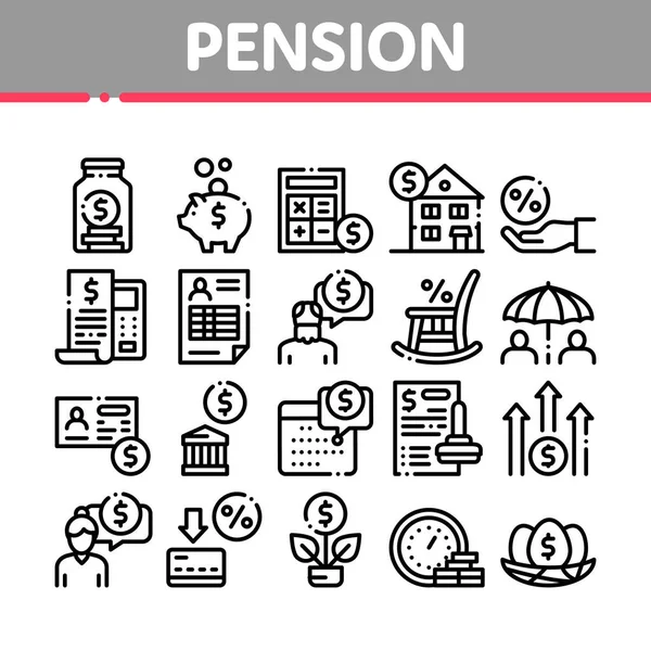 Conjunto de iconos de la colección de jubilación de pensiones Vector — Vector de stock