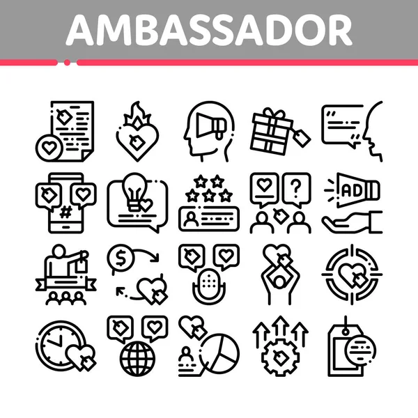 Ambasador Creative Collection Ikony zestaw wektor — Wektor stockowy