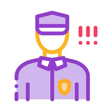 Polis Kontrolü Güvenlik Simgesi Vektör Görüntü Çizimi