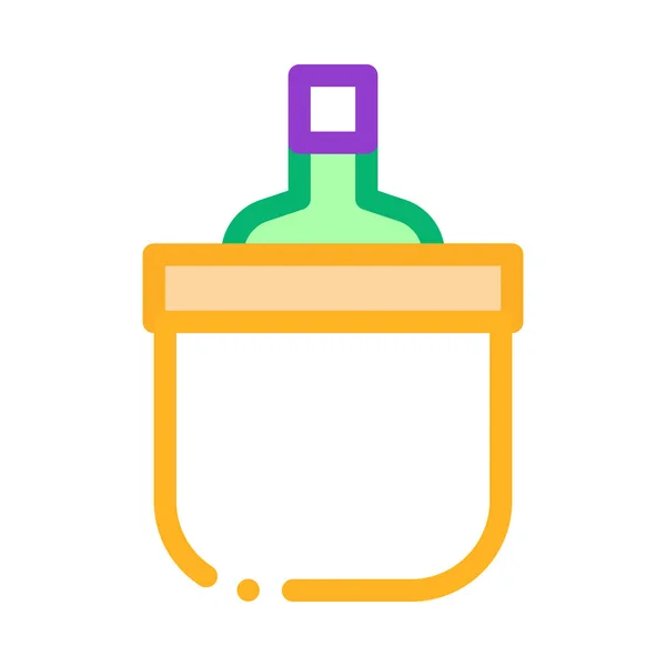 Nápoj láhev v chlazení kbelík ikona vektorový obrys ilustrace — Stockový vektor