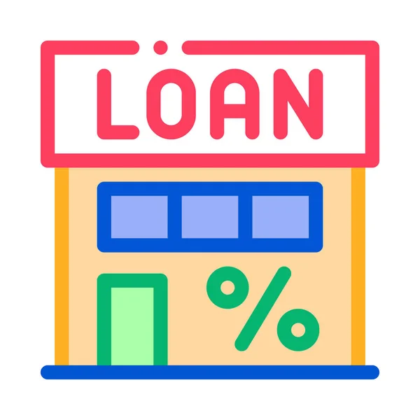 Loan Percent Building Icon Vector Outline Illustration — Stock Vector