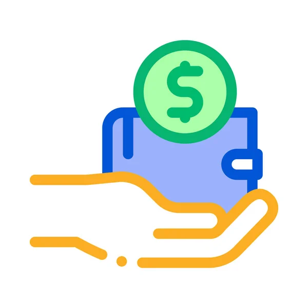 La main tient le portefeuille avec l'illustration vectorielle d'aperçu d'icône d'argent — Image vectorielle