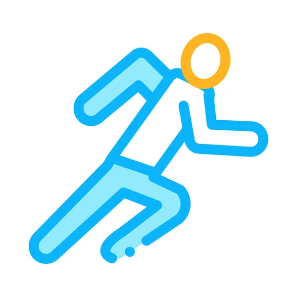 Бігун спортсмен в дії піктограма Векторна контурна ілюстрація — стоковий вектор