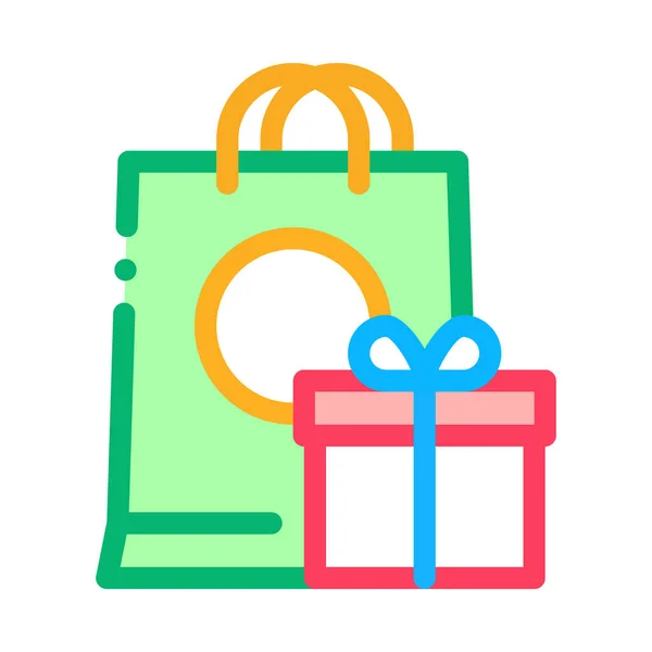 Shopping Bag con regalo all'interno dell'icona vettoriale Illustrazione — Vettoriale Stock