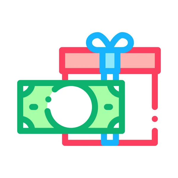 Illustration vectorielle de contour d'icône de cadeau de devise d'argent — Image vectorielle