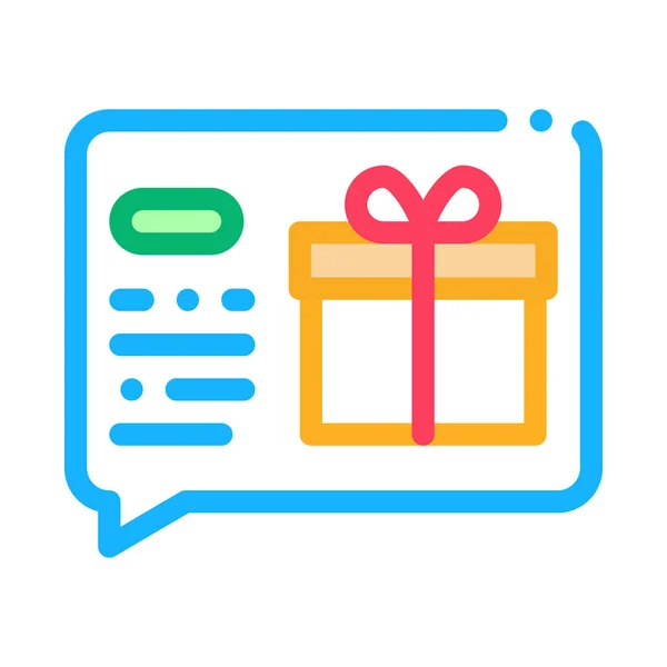 Illustrazione del profilo vettoriale dell'icona del messaggio di notifica regalo — Vettoriale Stock