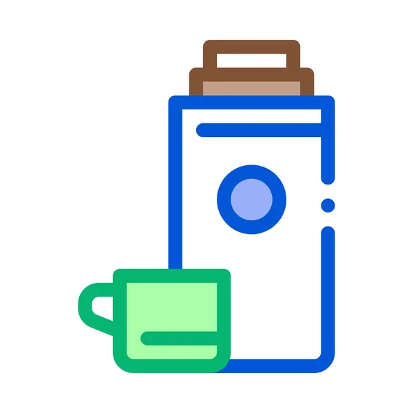 Térmicas de acampamento com Icon Drink Vector Esboço ilustração — Vetor de Stock