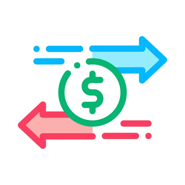 Valuta Dollar Exchange Icoon Vector Overzicht Illustratie — Stockvector