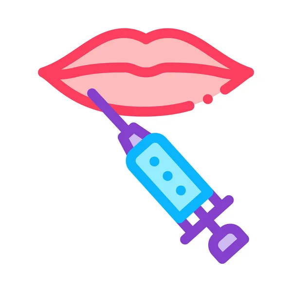 Labios Cosmetología Inyección Icono Vector Esquema Ilustración — Archivo Imágenes Vectoriales