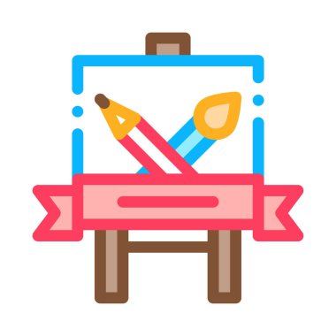 Öğrenci Boyama Dersi Simgesi Vektör Özeti Çizimi