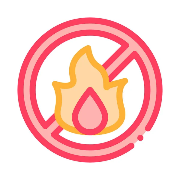 Strikethrough Flame Icon Outline Illustration — Stock Vector