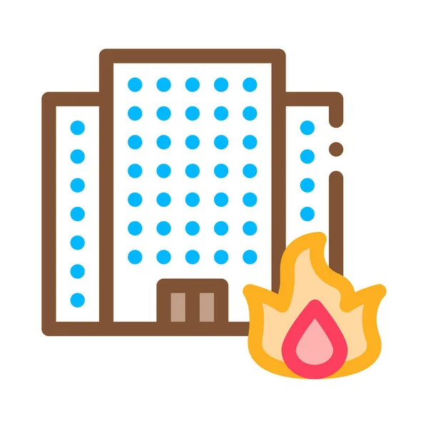 Burning Building House Icono Esquema Ilustración — Vector de stock