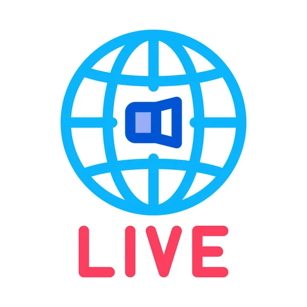 World Wide Live Podcast Icon Outline Illustration — Stock vektor