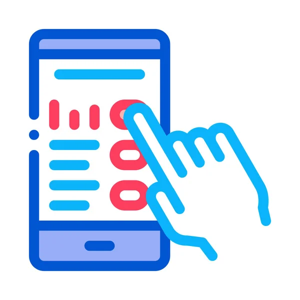 Illustration de contour d'icône d'écran tactile de téléphone de main — Image vectorielle