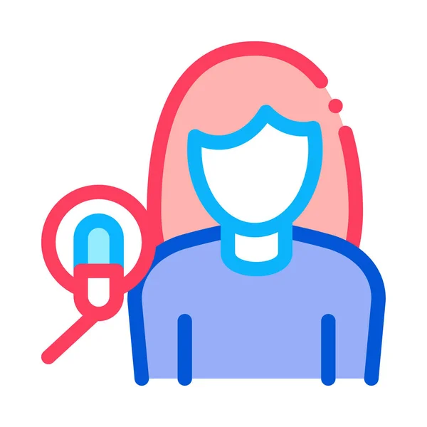 Mulher com microfone Ícone Esboço ilustração —  Vetores de Stock
